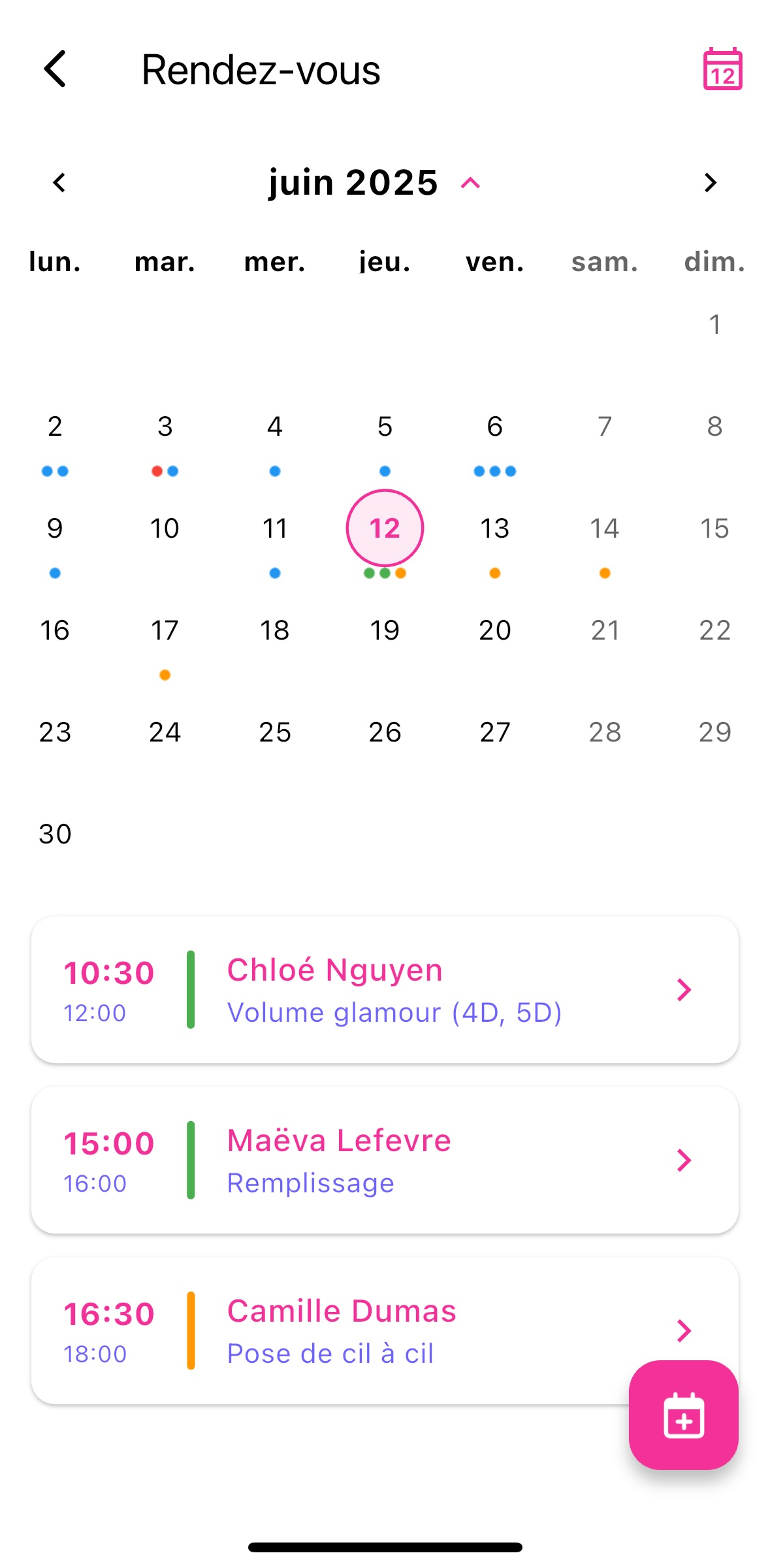 Mockup iPhone de l'agenda Mylaa